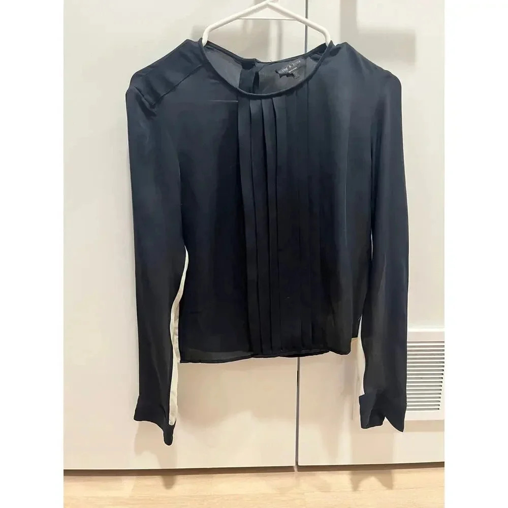 Rag and bone pleated long sleeve button down shirt, xs blouse